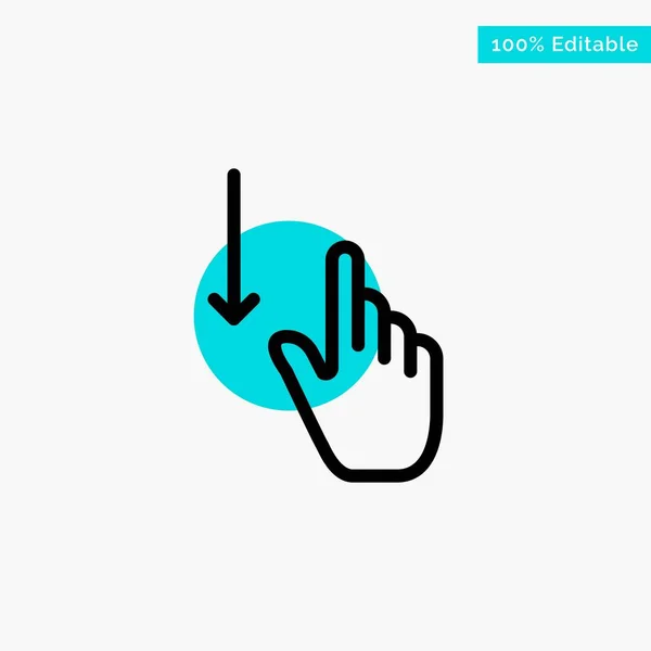 Omlaag, Vinger, Gebaren, Gebaren, Hand turquoise hoogtepunt cirkel — Stockvector