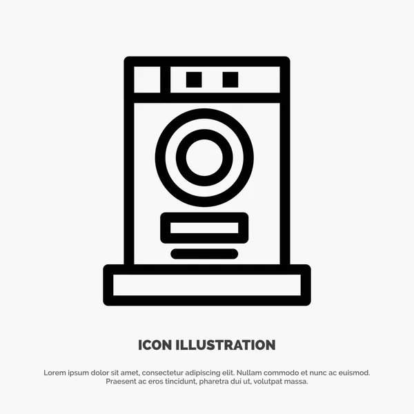 Ropa, Secadora, Muebles, Línea de máquina Vector de iconos — Vector de stock