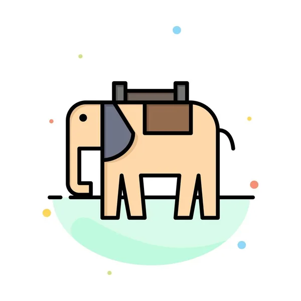 África, Animais, Elefante, Indiana Abstract Flat Color Icon Templa — Vetor de Stock