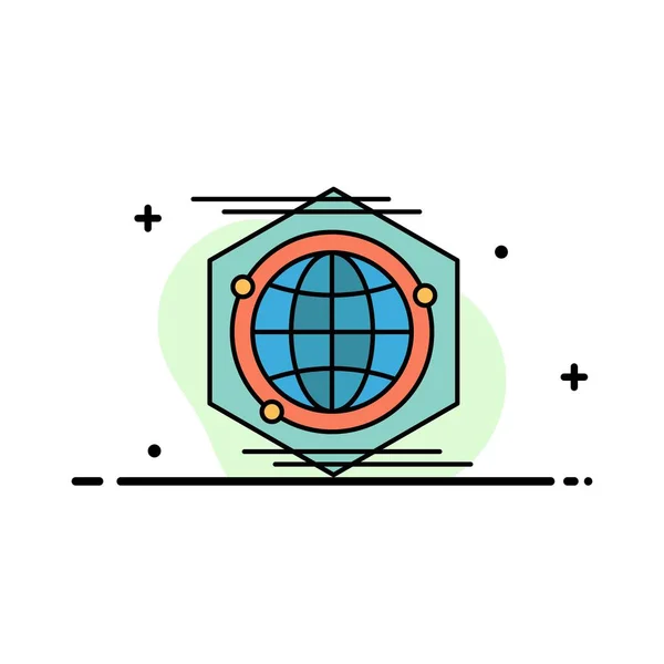 球形， 多边形， 空间， 创意业务平面填充图标 Vect — 图库矢量图片