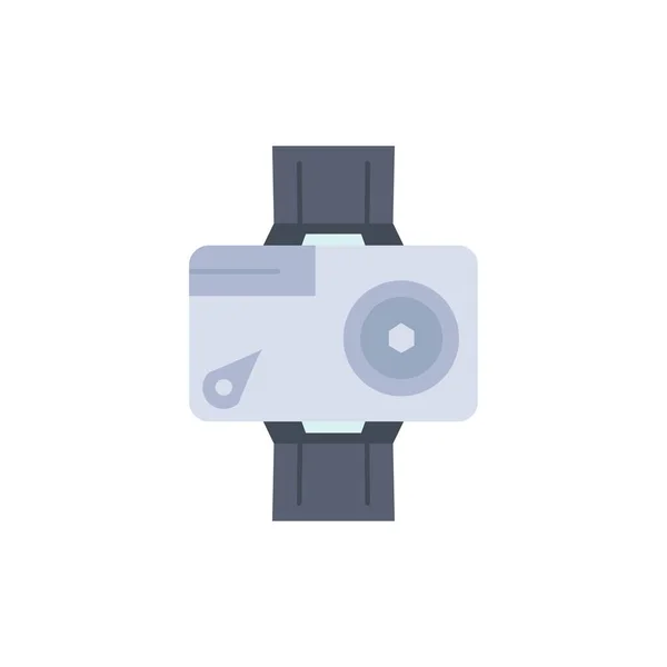 Kamera, Aktion, Digital, Video, Foto Flat Color Icon Vektor — Stockvektor