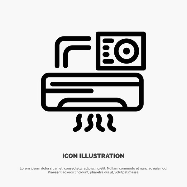 Кондиционер, кондиционер, кондиционер, икона векторной линии в номере
