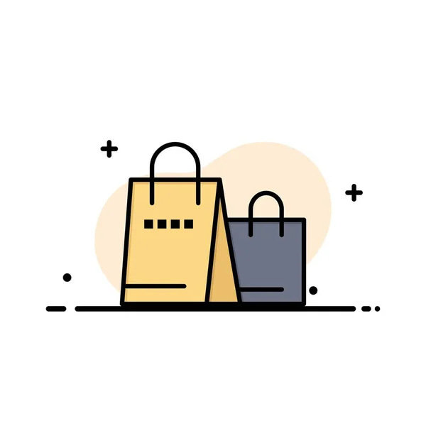 Bolso, bolso, compras, negocio de la tienda línea plana llena Icon Vec — Vector de stock