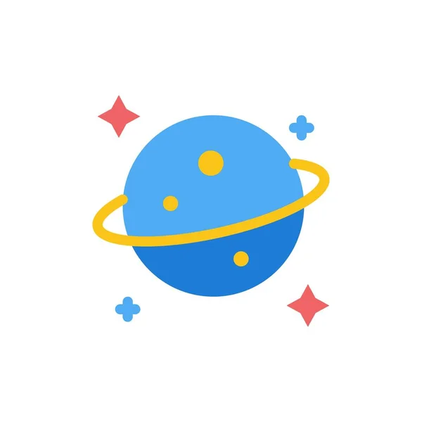 Planet, Saturn, Space  Flat Color Icon. Vector icon banner Templ — Stock Vector