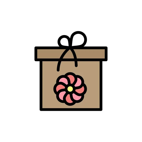 Regalo, Caja, Flor, Icono de color plano de primavera. Banner de icono de vector T — Vector de stock