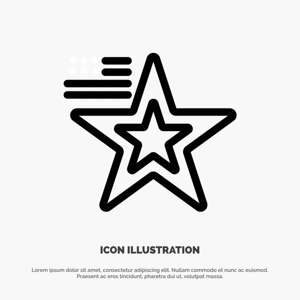Star, American, Flag, Usa Line Icon Vector — Stock Vector