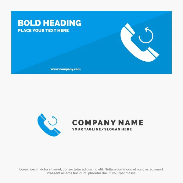 Chamada, Telefone, Callback SOlid Ícone Site Banner and Business Log — Vetor de Stock