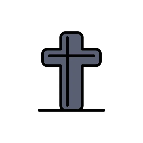 Fest, christlich, Kreuz, Ostern flache Farbe Symbol. Vektor i — Stockvektor