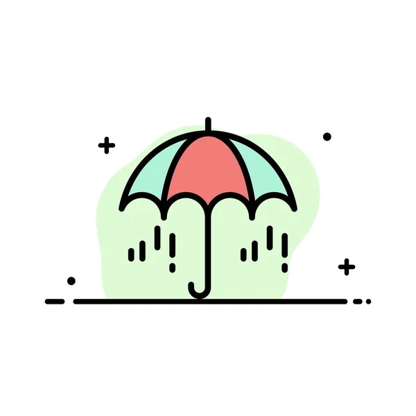 Umbrella, Rain, Weather, Spring  Business Flat Line Filled Icon — Stock Vector
