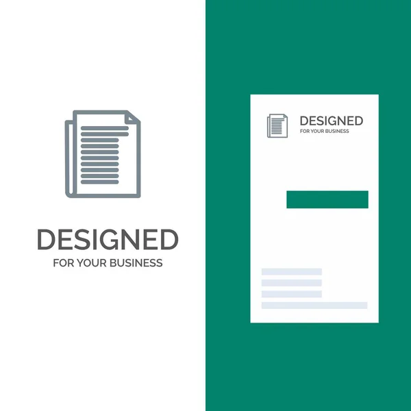 Document, notitie, rapport, papier grijs logo ontwerp en visitekaartje — Stockvector