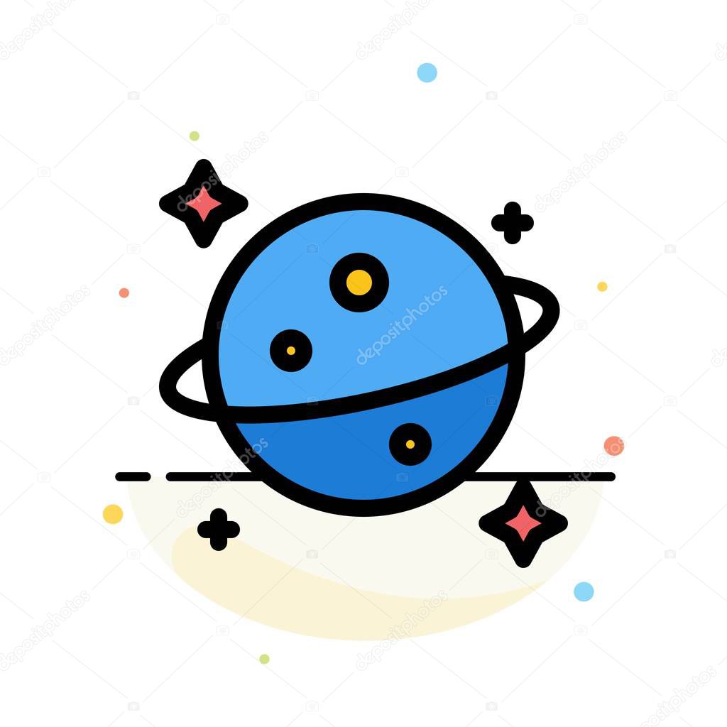 Planet, Saturn, Space Abstract Flat Color Icon Template