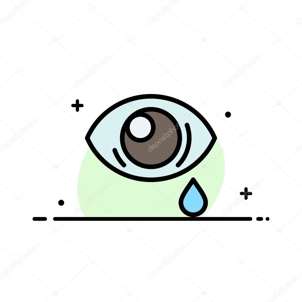 Eye, Droop, Eye, Sad  Business Flat Line Filled Icon Vector Bann