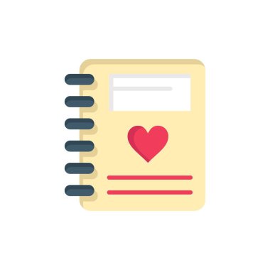 Notebook, Aşk, Kalp, Düğün Düz Renk Simgesi. Vektör simgesi yasağı