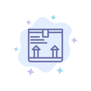 Soyut Bulut Arka Planında Teslim, Kutu, Ok, Yukarı Mavi Simge