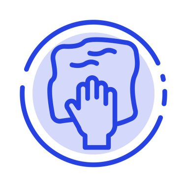 Temizlik, El, Ev Işi, Ovma, Scrub Mavi Noktalı Çizgi Hattı Simgesi