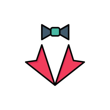 Yay, Kalp, Aşk, Takım Elbise, Kravat, Düğün Düz Renk Simgesi. Vektör ic