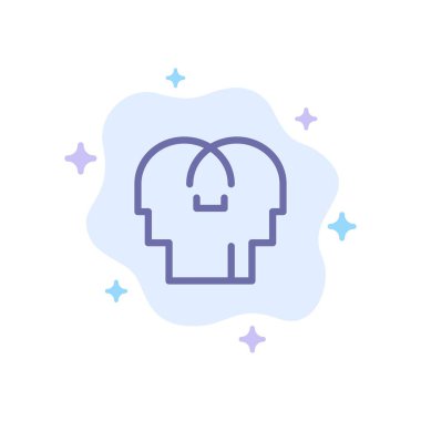 Empati, Duygular, Zihin, Soyut Bulut Backgr Üzerinde Kafa Mavi Simge