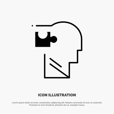 İnsan, Mantıksal, Zihin, Bulmaca, Çözüm katı Glyph Simge vektör