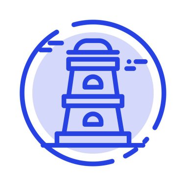 Gözlemevi, Kule, Gözetleme Kulesi Mavi Noktalı Çizgi Simgesi