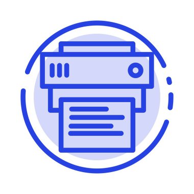 Yazıcı, Yazdırma, Yazdırma, Eğitim Mavi Noktalı Çizgi Simgesi