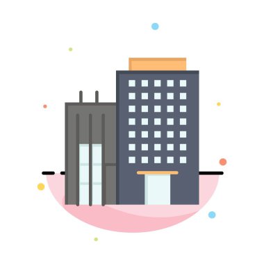 Otel, Bina, Ev, Hizmet Özet Düz Renk Simgesi Şablonu