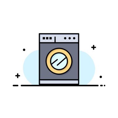 Mutfak, Makine, Yıkama İş Logo Şablonu. Düz Renk