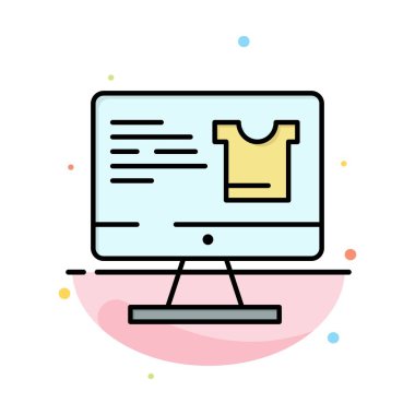 Bilgisayar, ekran, monitör, alışveriş soyut düz renk simgesi Tem