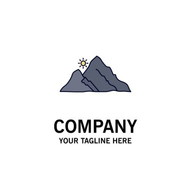 dağ, manzara, tepe, doğa, güneş Düz Renk Simge Vektör
