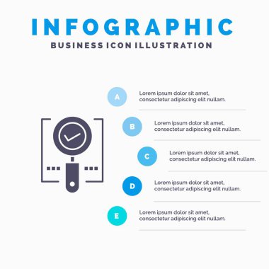 Keşfet, Bul, Büyüteç, Tamam, Katı Simge Infographics 5 S Ara
