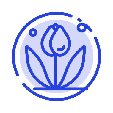 Çiçek, Çiçek, Doğa, Bahar Mavi Noktalı Çizgi Hattı Simgesi