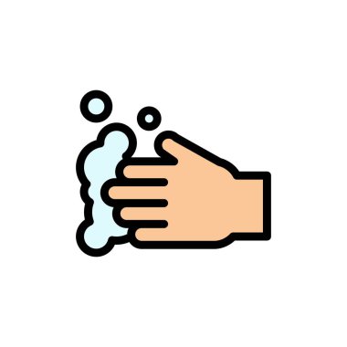 Temizlik, El, Sabun, Düz Renk Simgesiyı yıkayın. Vektör simgesi afiş 