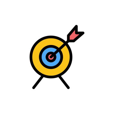 Hedef, Amaç, Hedef Düz Renk Simgesi. Vektör simgesi afiş Şablonu