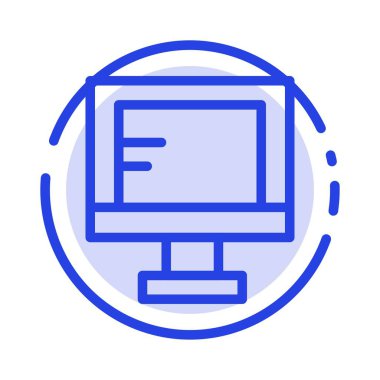 Bilgisayar, Online, Çalışma, Okul Mavi Noktalı Çizgi Hattı Simgesi
