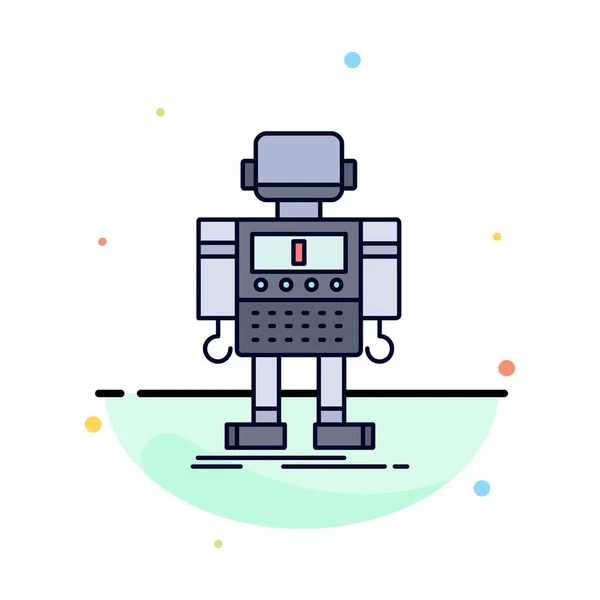 Autónomo, máquina, robot, robótico, tecnología Flat Color Icon — Archivo Imágenes Vectoriales