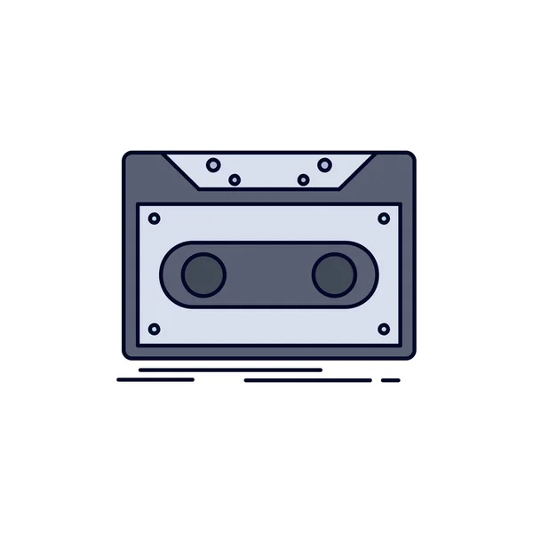 Kassette, Demo, Schallplatte, Klebeband, Platte Flat Color Icon Vektor — Stockvektor