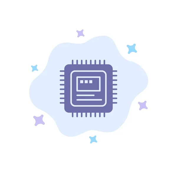 Cpu, Almacenamiento, Ordenador, Hardware Icono azul en la nube abstracta Bac — Vector de stock