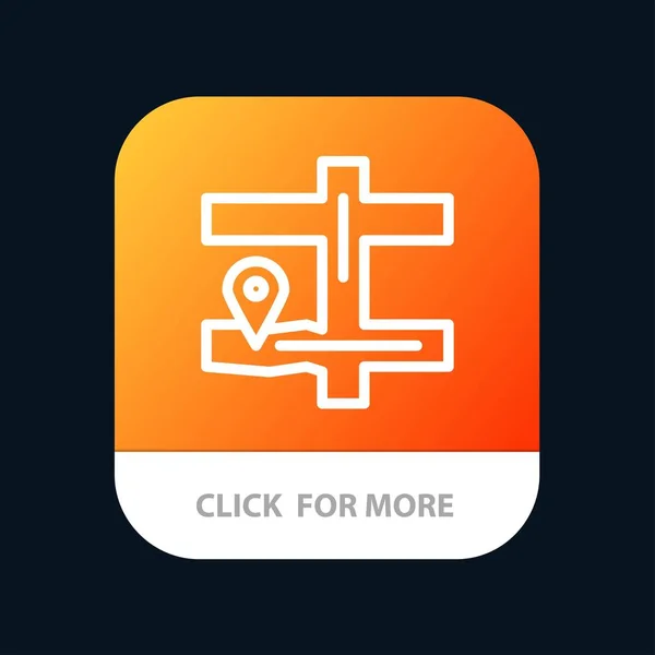 Карта, навигация, кнопка мобильного приложения Pin. Android и IOS Line Ver — стоковый вектор