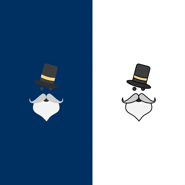 Snor, hipster, movember, Kerstman, hoed plat kleur pictogram — Stockvector