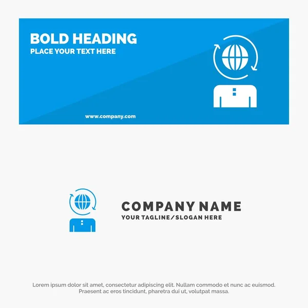Business, Global, Management, Modern SOlid Icon Website Banner a — Stok Vektör