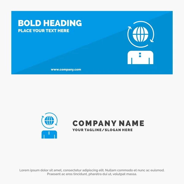 Business, Global, Management, moderne solide Symbol Website Banner ein — Stockvektor