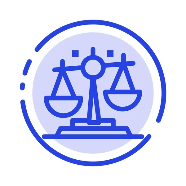 Equilibrio, Ley, Justicia, Finanzas Blue Dotted Line Icono — Archivo Imágenes Vectoriales