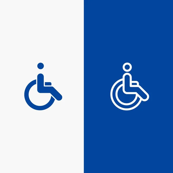 Invalidní vozík, Kolo, Pohyb, Procházková čára a Glyf Plná ikona Bl — Stockový vektor