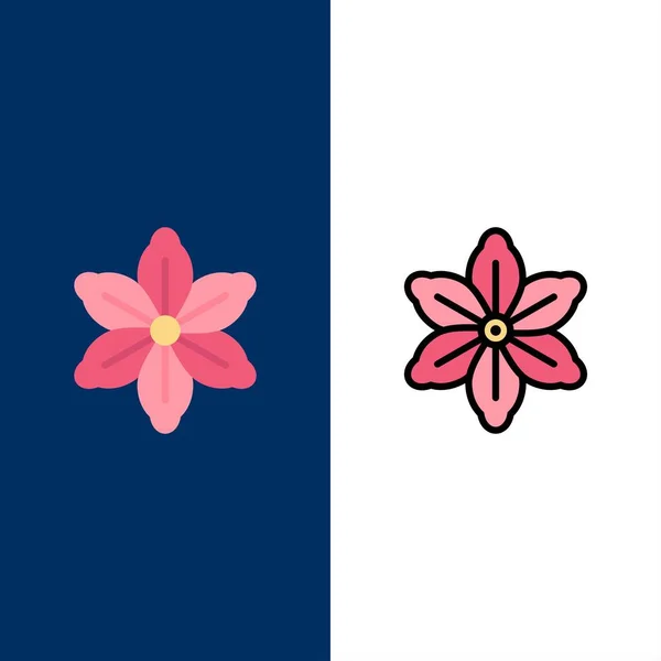 Flor, Floral, Naturaleza, Iconos de primavera. Icono Lleno Plano y Línea — Archivo Imágenes Vectoriales