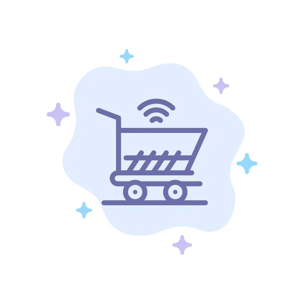 Trolley, Carrinho, Wifi, Ícone azul de compras em Abstract Cloud Backgr — Vetor de Stock