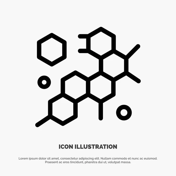 Célula, molécula, vector de iconos de línea de ciencia — Vector de stock