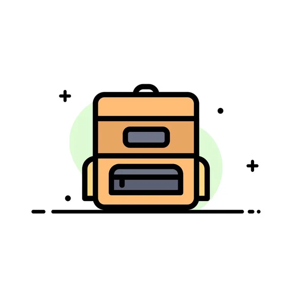 Sac, Éducation, Cartable Business Flat Line Filled Icon Vector — Image vectorielle