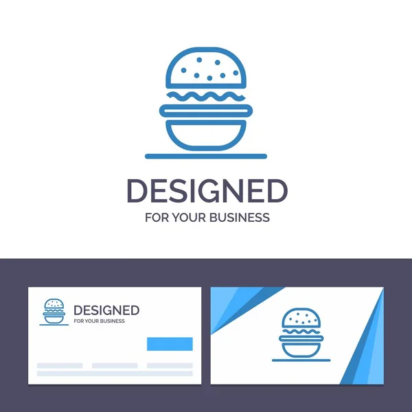 Cartão de visita criativo e modelo de logotipo Hambúrguer, Comer, Americanos , — Vetor de Stock