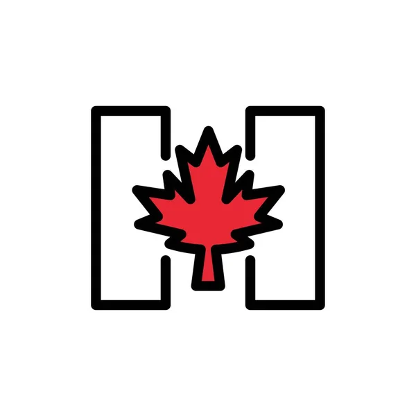 Vlag, herfst, Canada, blad plat kleur pictogram. Vector pictogram banner — Stockvector