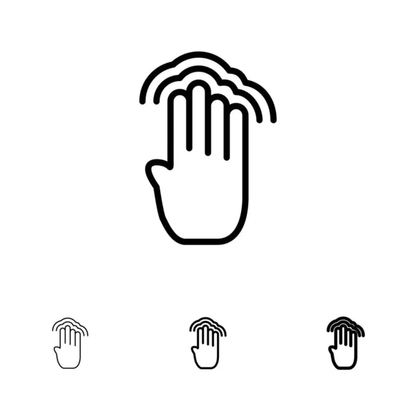 Dedos, Quatro, Gestos, Interface, Tap múltipla Negrito e fino b — Vetor de Stock