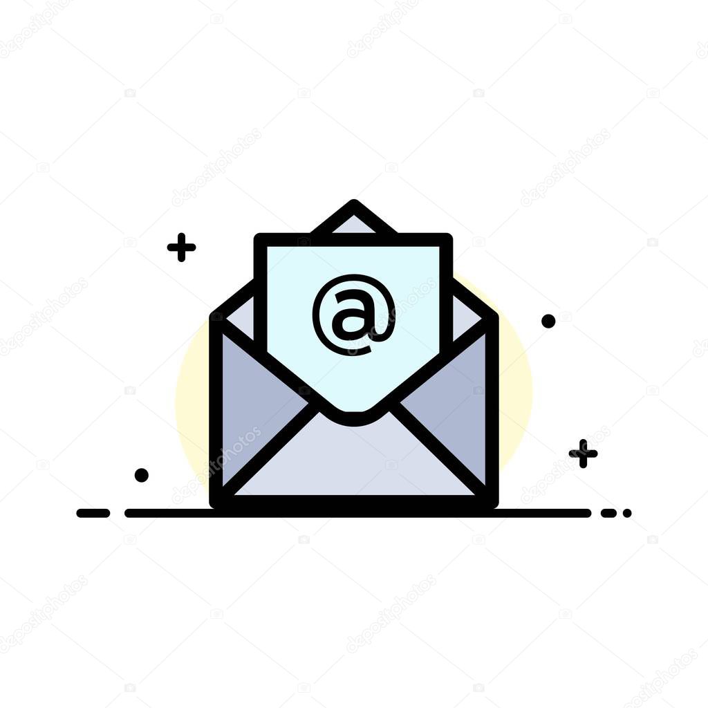 Email, Mail, Open  Business Flat Line Filled Icon Vector Banner 